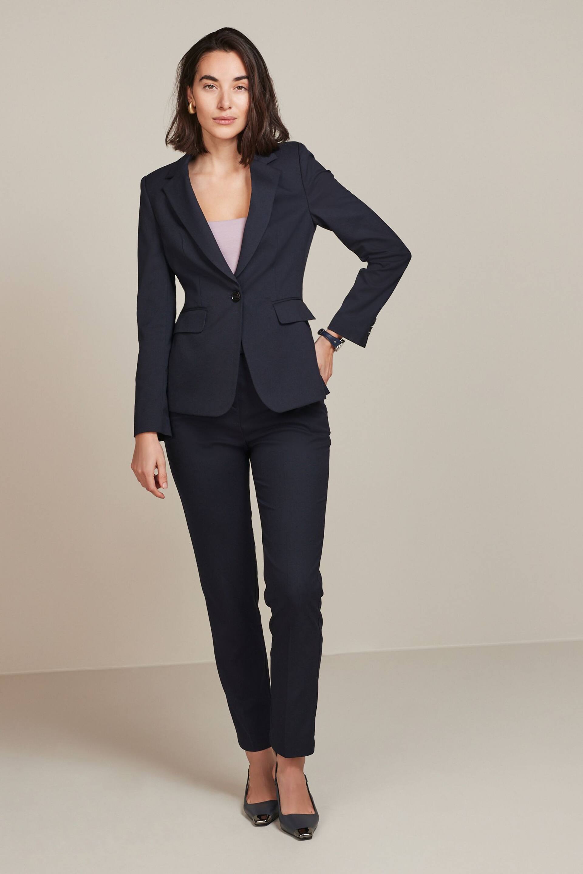 Navy Blue Tailored Single Breasted Jacket - Image 2 of 6