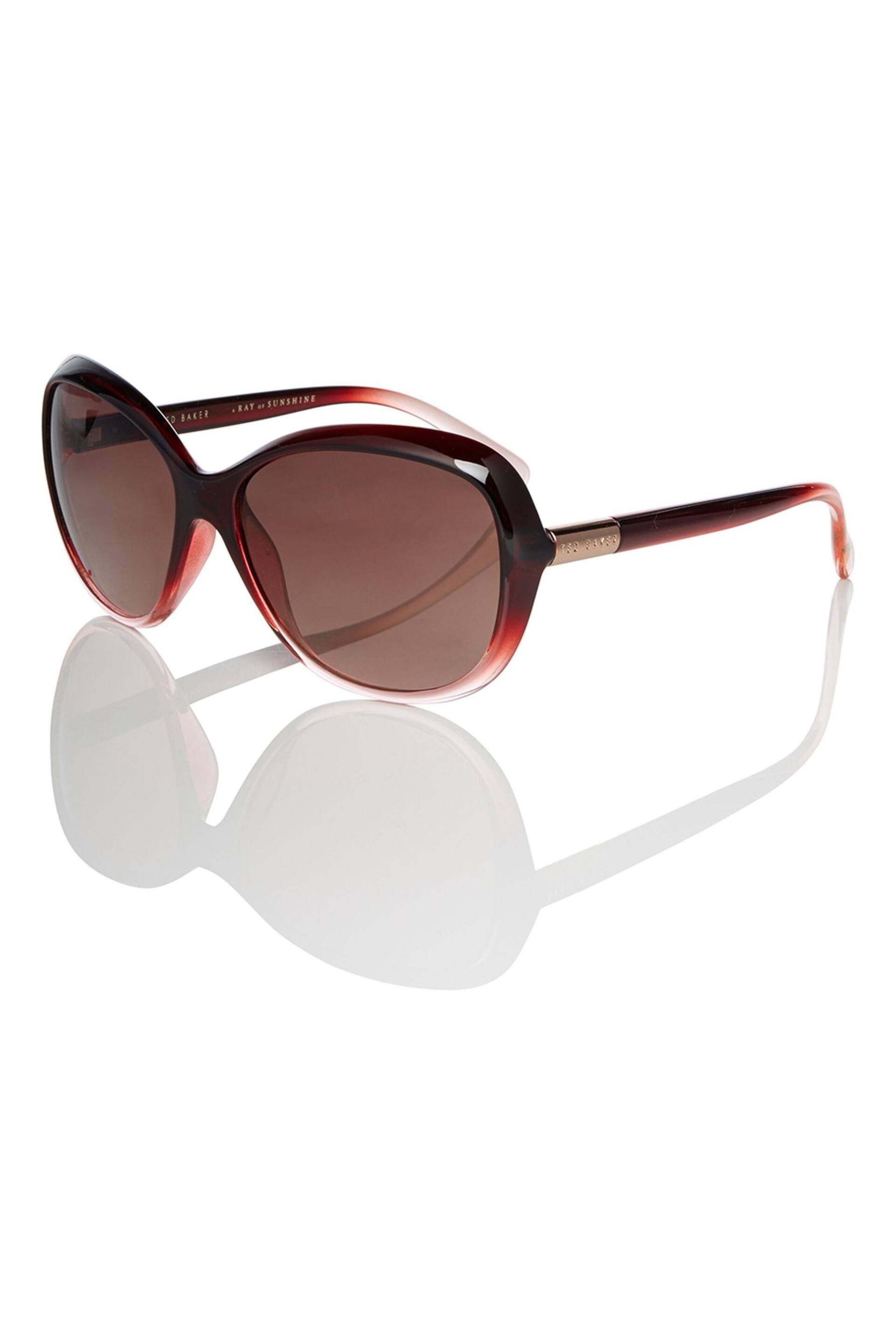 Ted Baker Gradient Wine Red Oversized Graduated Fashion Frame Sunglasses - Image 1 of 5