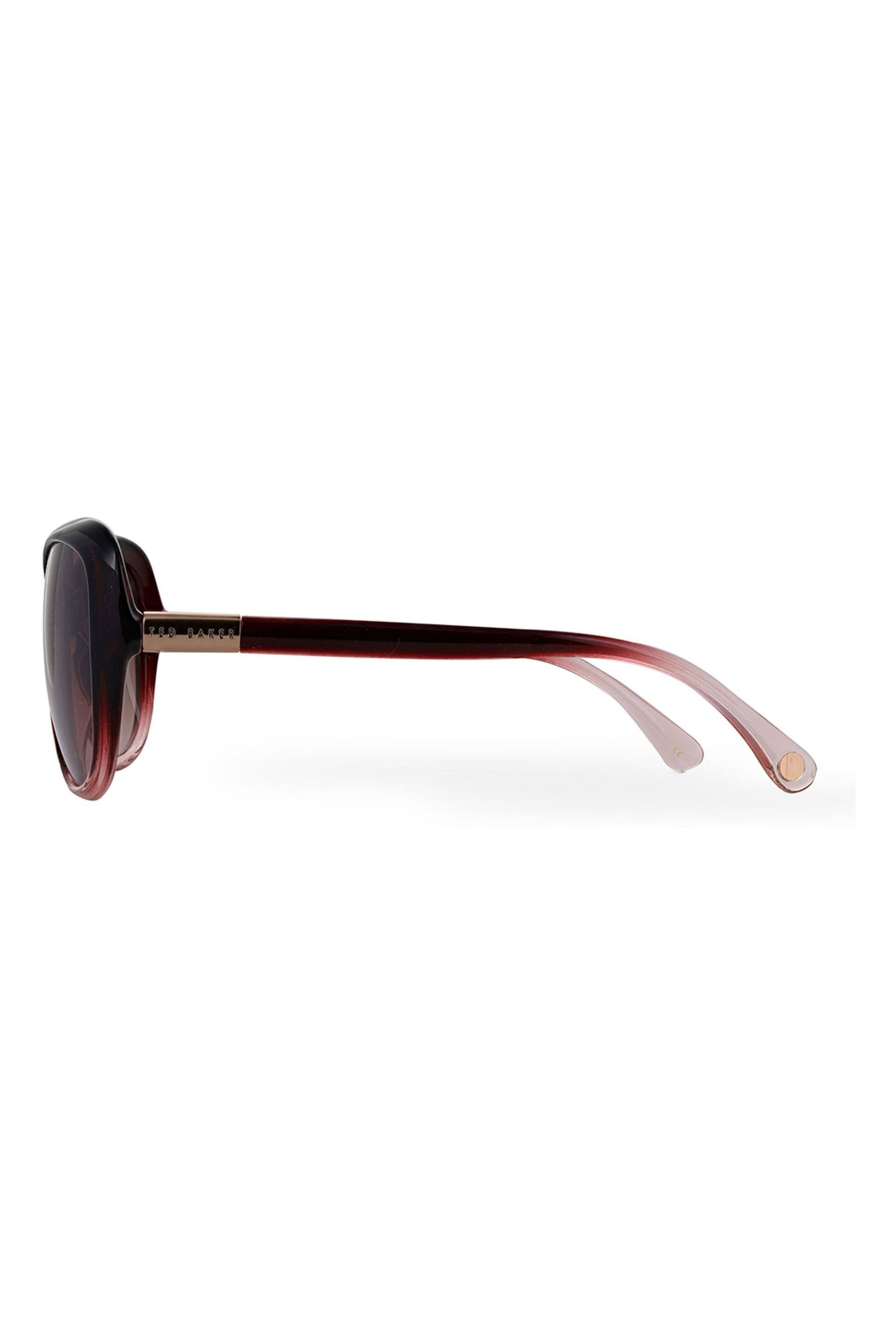 Ted Baker Gradient Wine Red Oversized Graduated Fashion Frame Sunglasses - Image 3 of 5