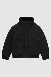 Reiss Black Frost Senior Faux Fur Trim Puffer Jacket - Image 2 of 7