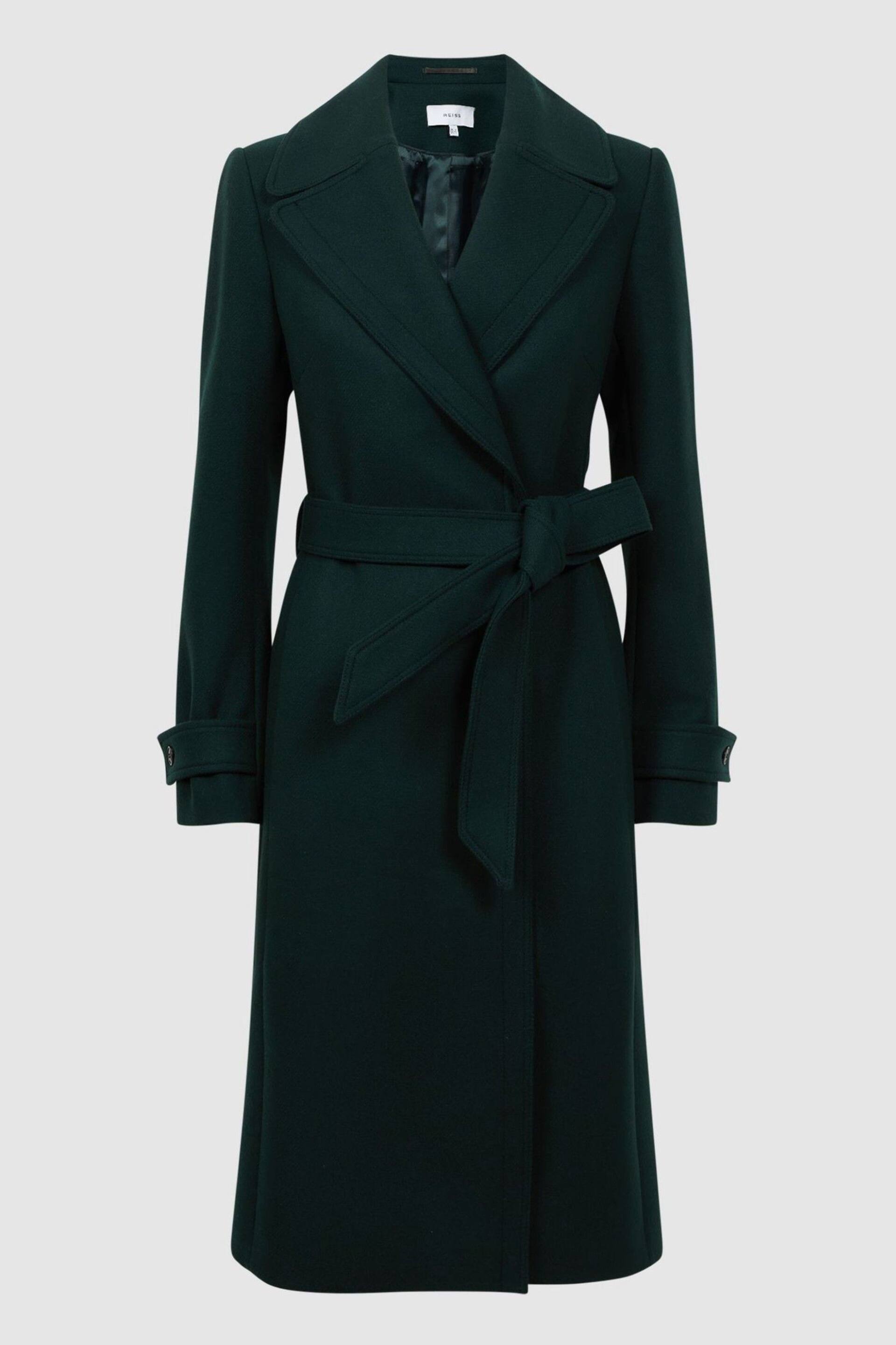 Reiss Green Tor Relaxed Wool Blend Belted Coat - Image 2 of 5
