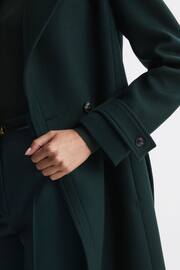 Reiss Green Tor Relaxed Wool Blend Belted Coat - Image 4 of 5