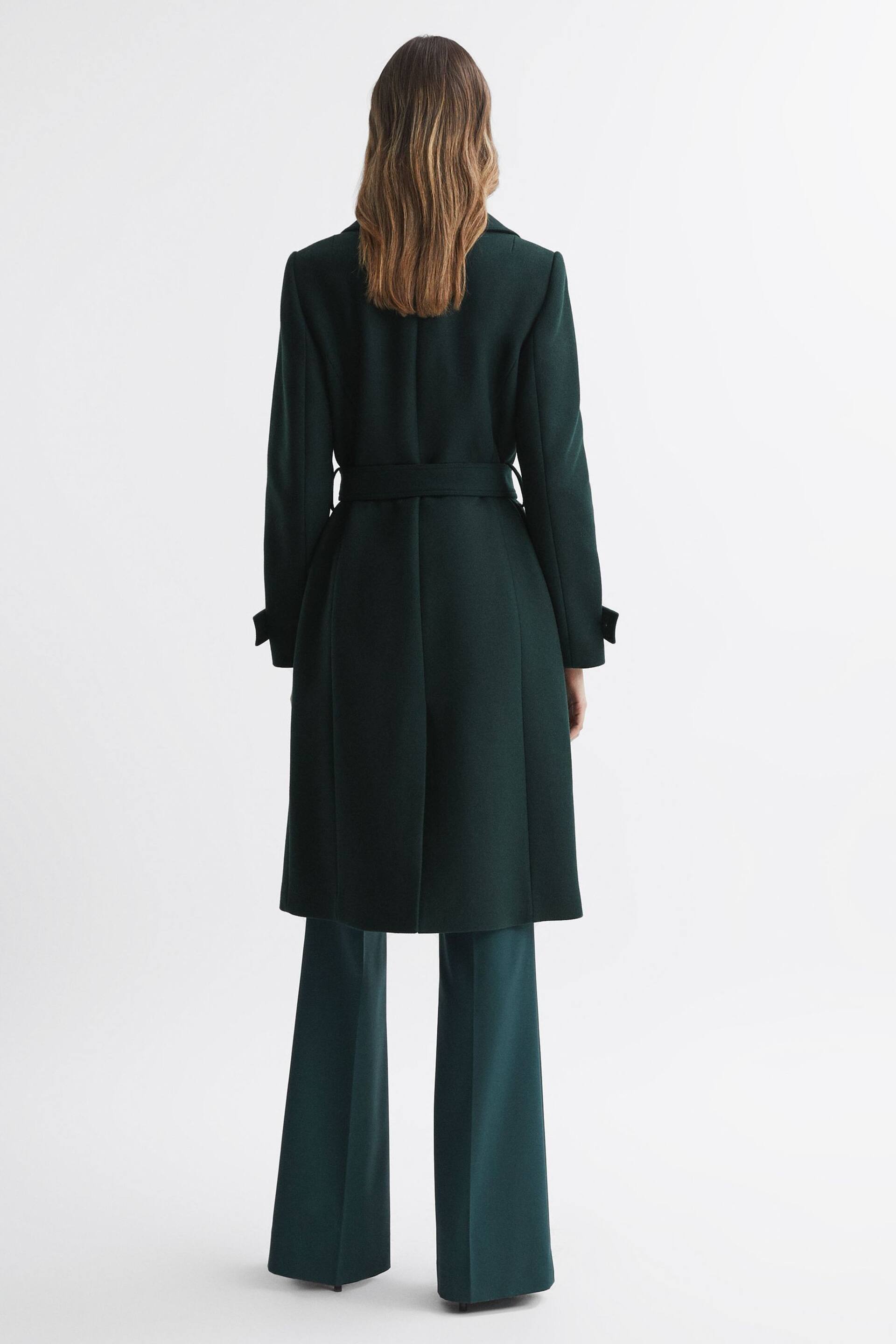 Reiss Green Tor Relaxed Wool Blend Belted Coat - Image 5 of 5