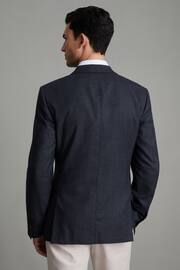 Reiss Navy Dunn Slim Fit Wool Textured Single Breasted Blazer - Image 4 of 6
