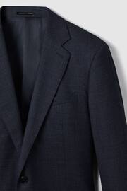 Reiss Navy Dunn Slim Fit Wool Textured Single Breasted Blazer - Image 5 of 6