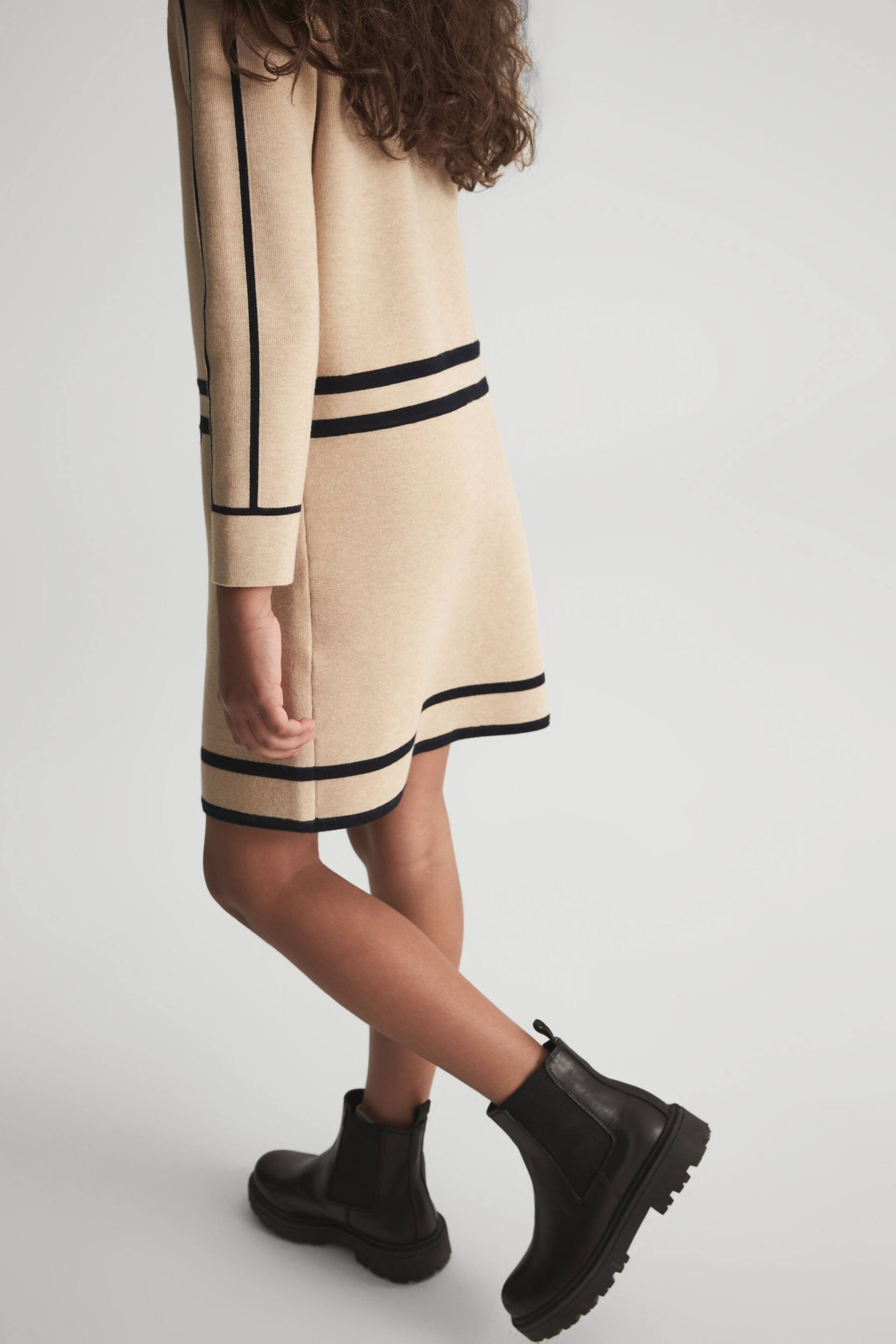Reiss Camel Layla Junior Knitted Mini Dress - Image 4 of 5