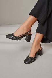 Monochrome Forever Comfort® Square Toe Slingback Block Heel Shoes - Image 3 of 12