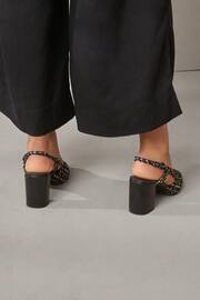 Monochrome Forever Comfort® Square Toe Slingback Block Heel Shoes - Image 4 of 12