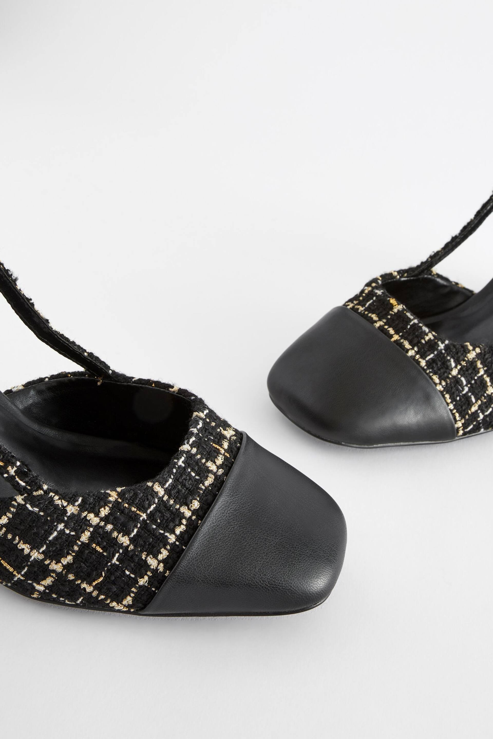 Monochrome Forever Comfort® Square Toe Slingback Block Heel Shoes - Image 8 of 12