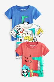 Red/Blue Animal Short Sleeve Character T-Shirts 3 Pack (3mths-7yrs) - Image 1 of 6