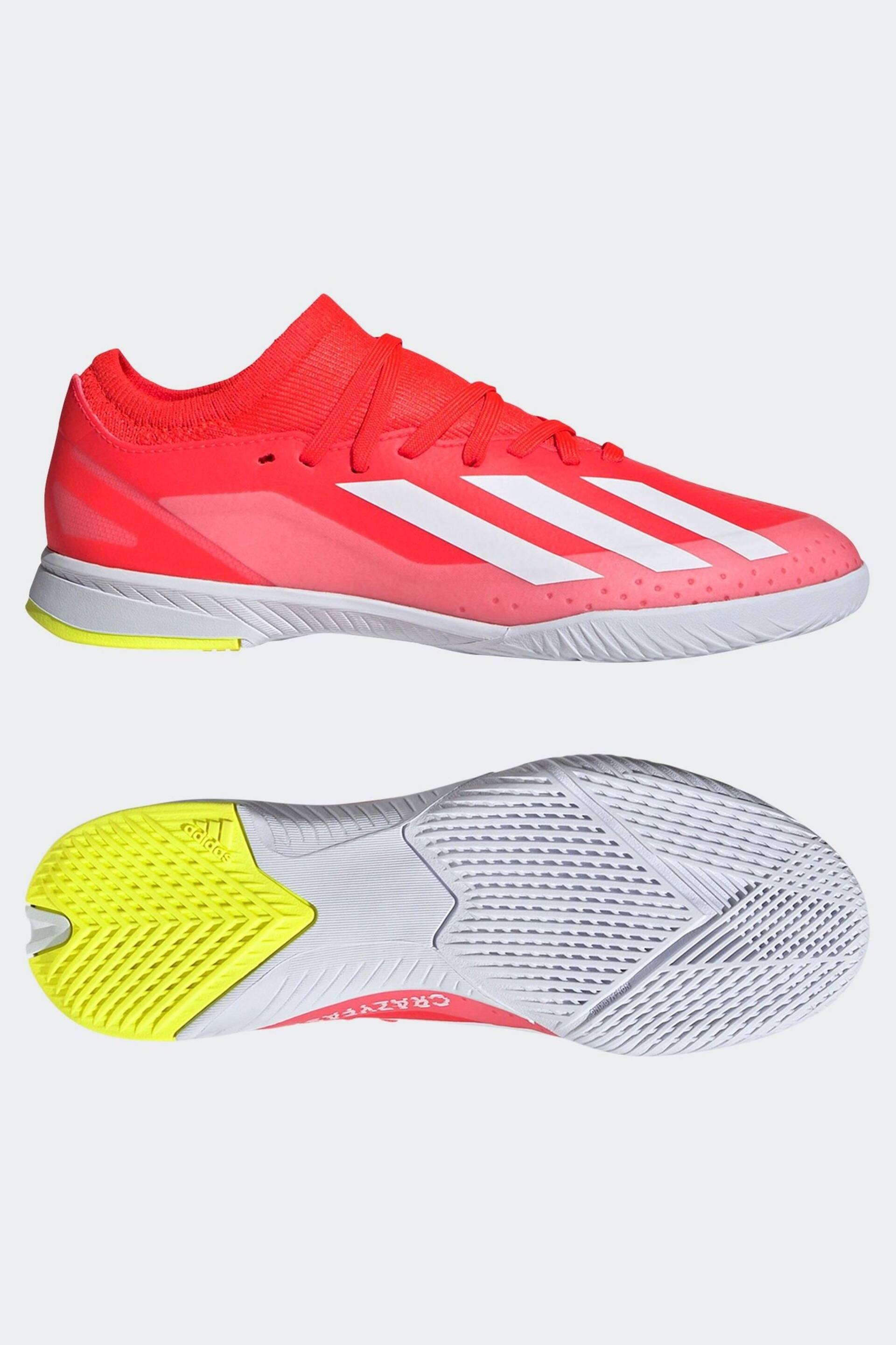 adidas Red/White Football X Crazyfast League Indoor Kids Boots - Image 13 of 20