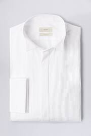 MOSS White Tailored Fit Wing Collar Pleated Dress Shirt - Image 4 of 4