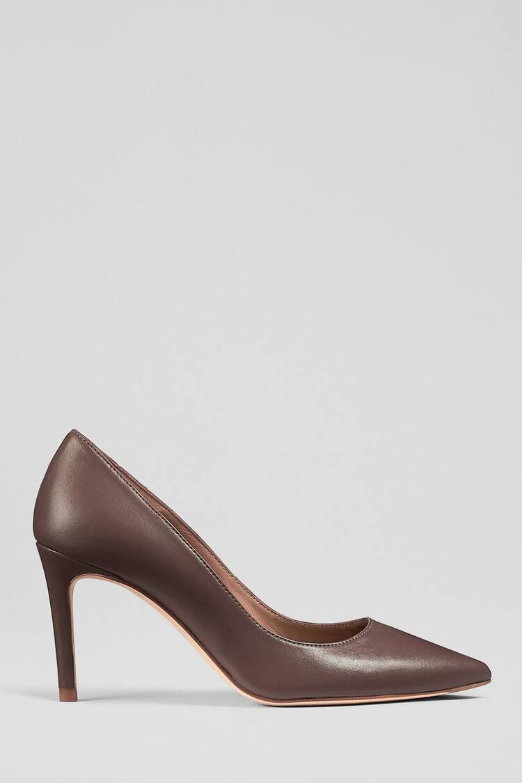 LK Bennett Brown Floret Leather Pointed Court Shoes - Image 1 of 4