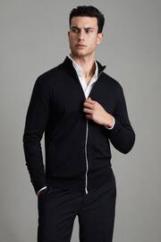 Reiss Black Hampshire Merino Wool Funnel-Neck Jacket - Image 1 of 6