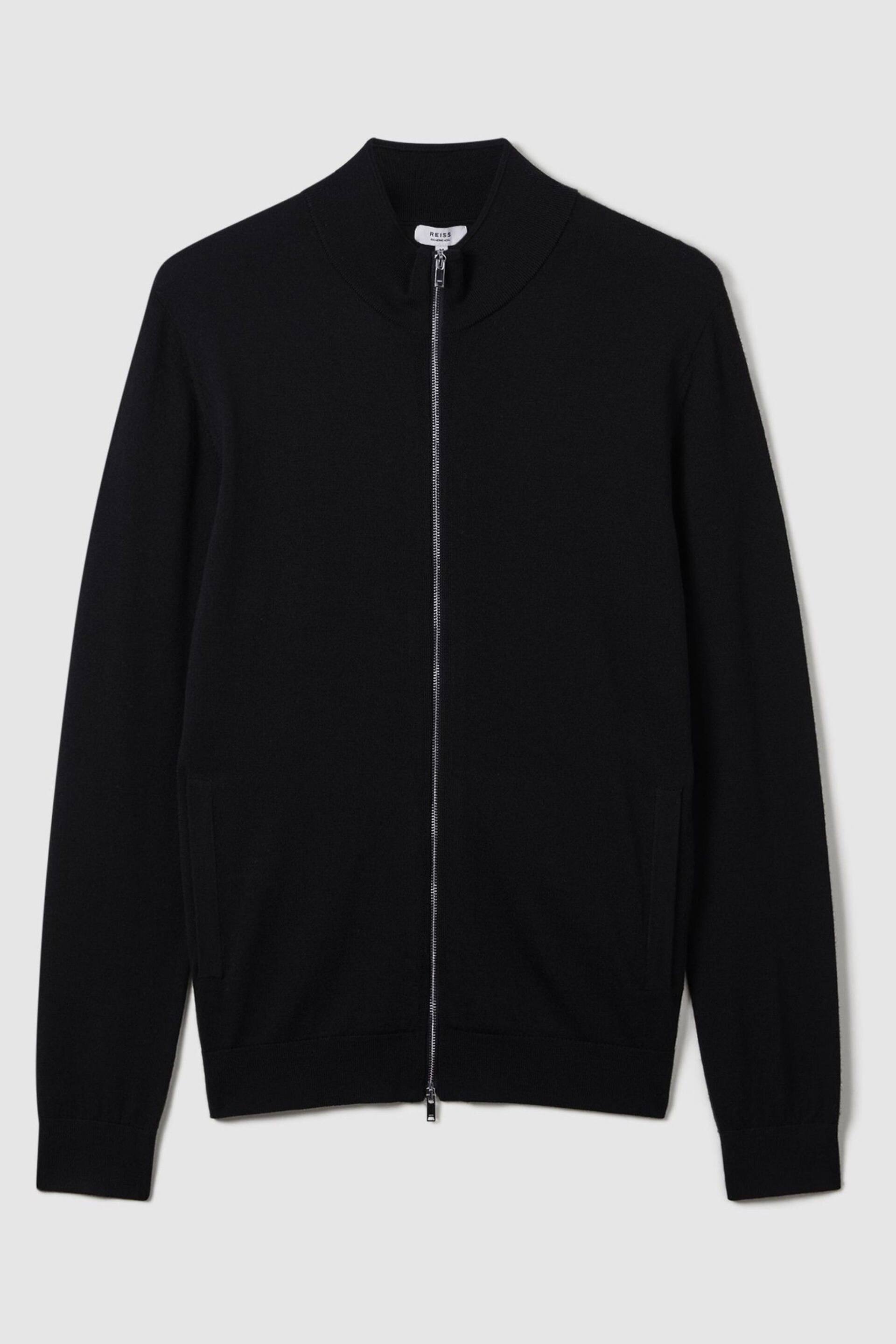 Reiss Black Hampshire Merino Wool Funnel-Neck Jacket - Image 2 of 6