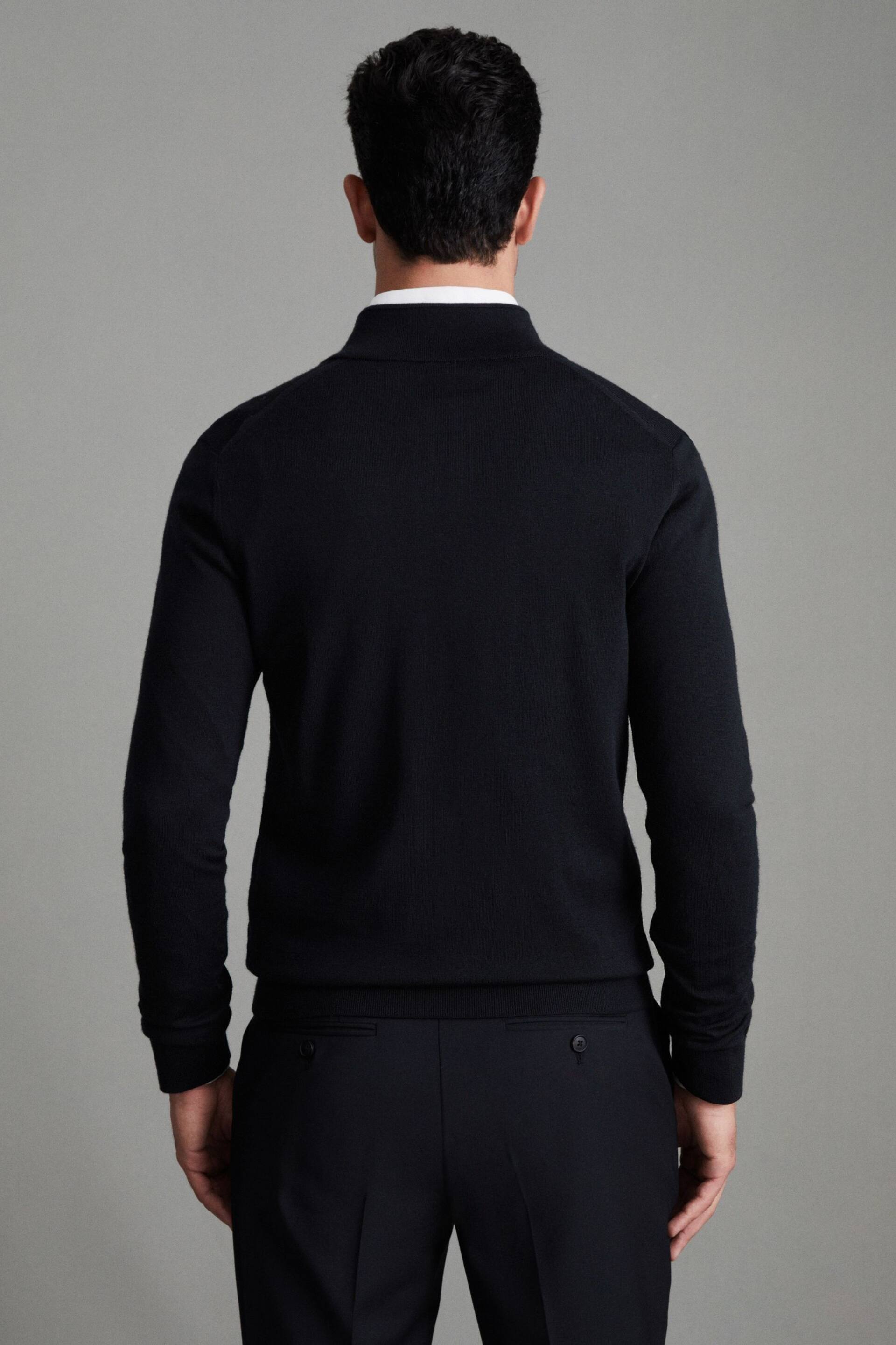 Reiss Black Hampshire Merino Wool Funnel-Neck Jacket - Image 4 of 6