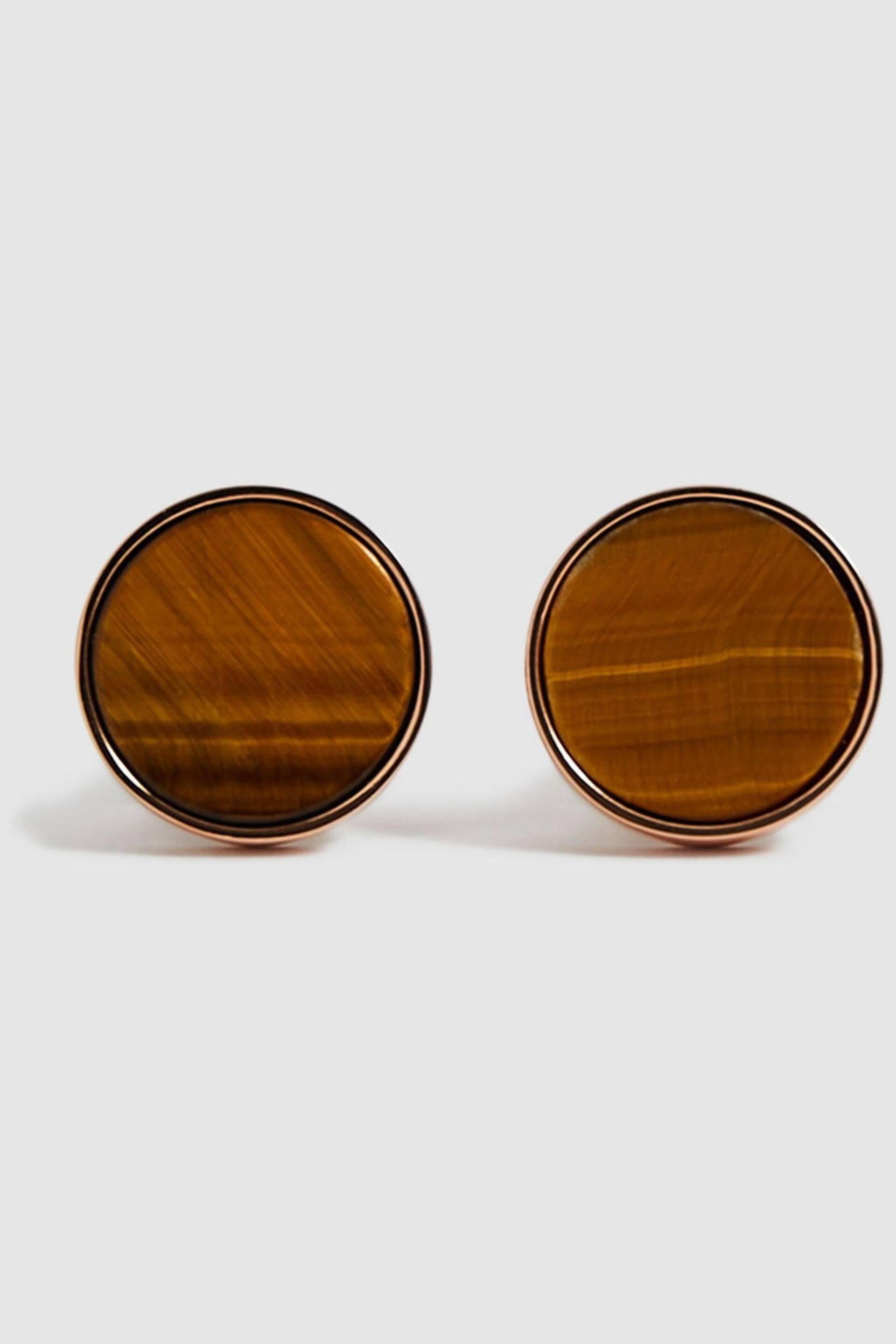 Reiss Rose Gold Ardley Stone Insert Cufflinks - Image 1 of 6