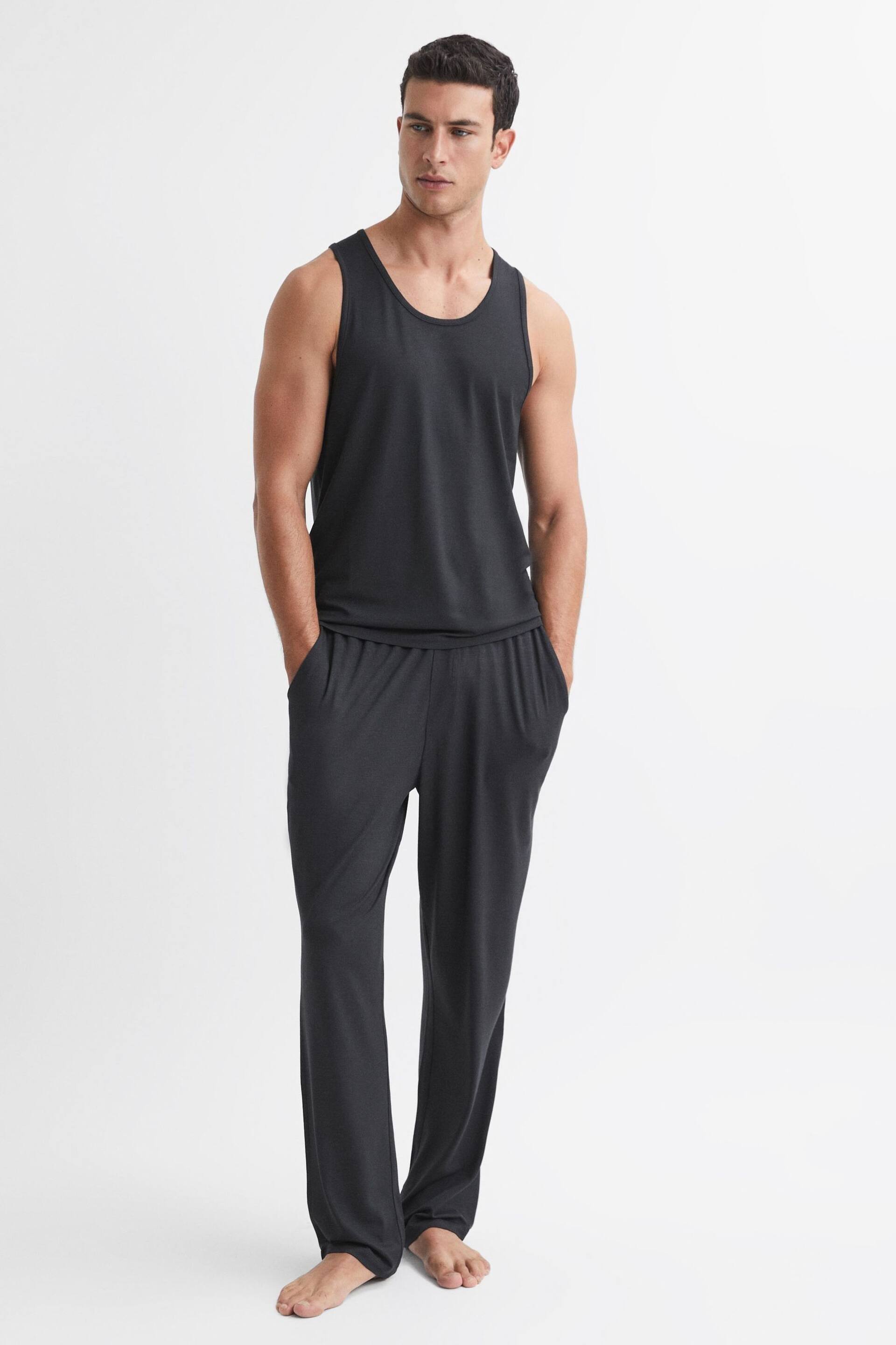 Reiss Charcoal Norfolk Jersey Drawstring Joggers - Image 3 of 5