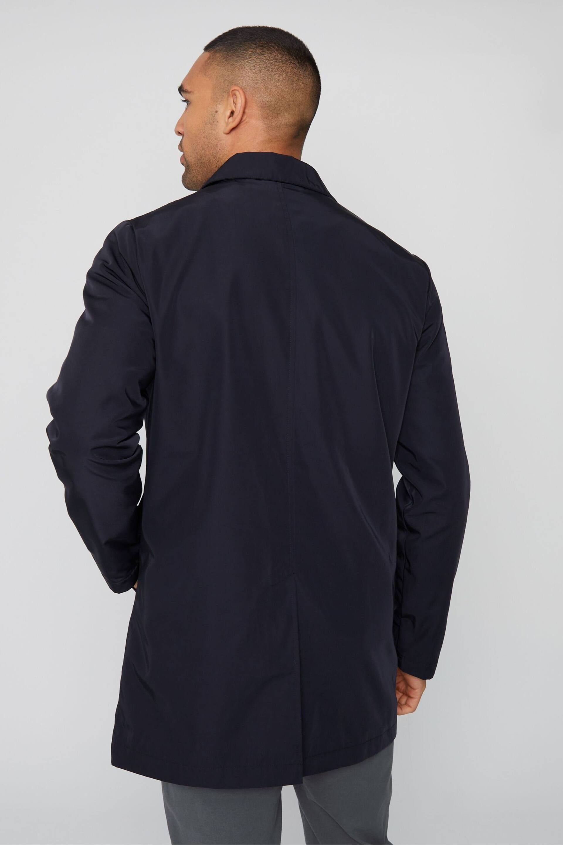 Threadbare Navy Luxe Showerproof Zip Up Collared Jacket - Image 2 of 4