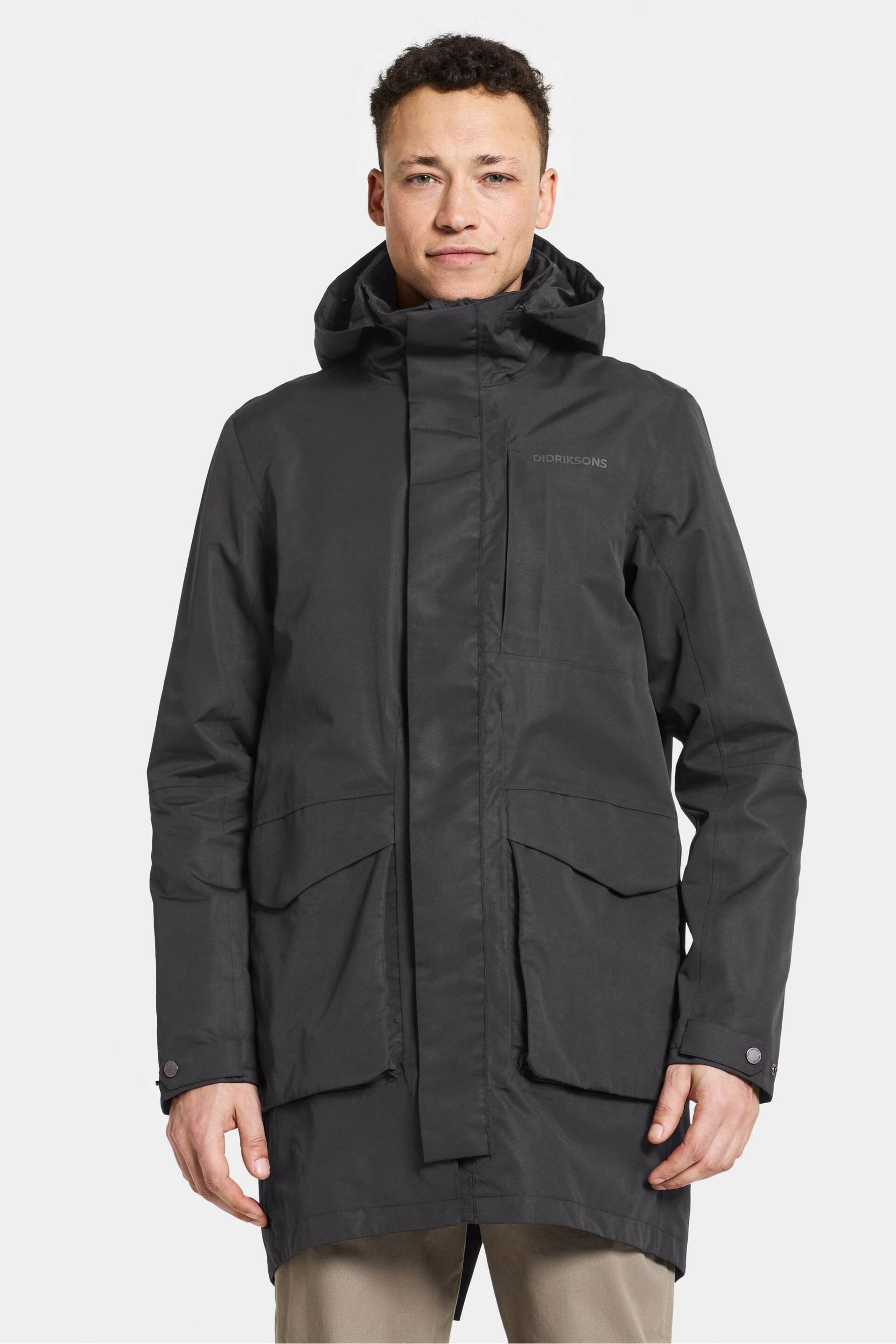 Didriksons Black Mens Andreas Parka Jacket - Image 1 of 4