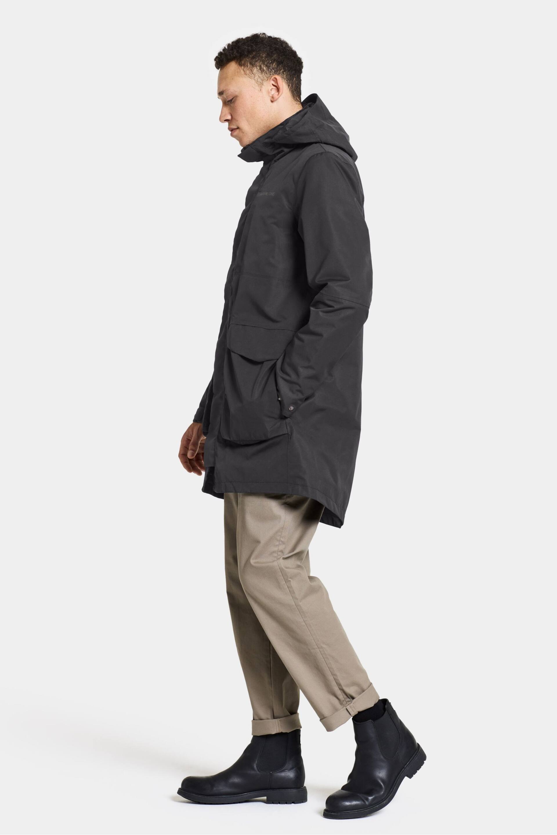 Didriksons Black Mens Andreas Parka Jacket - Image 3 of 4