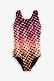Pink/Black Geo Sports Cross-Back Swimsuit (3-16yrs) - Image 5 of 7