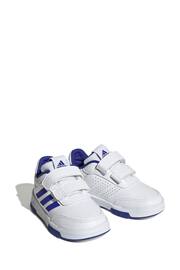 adidas White/Blue Tensaur Hook and Loop Shoes - Image 3 of 9