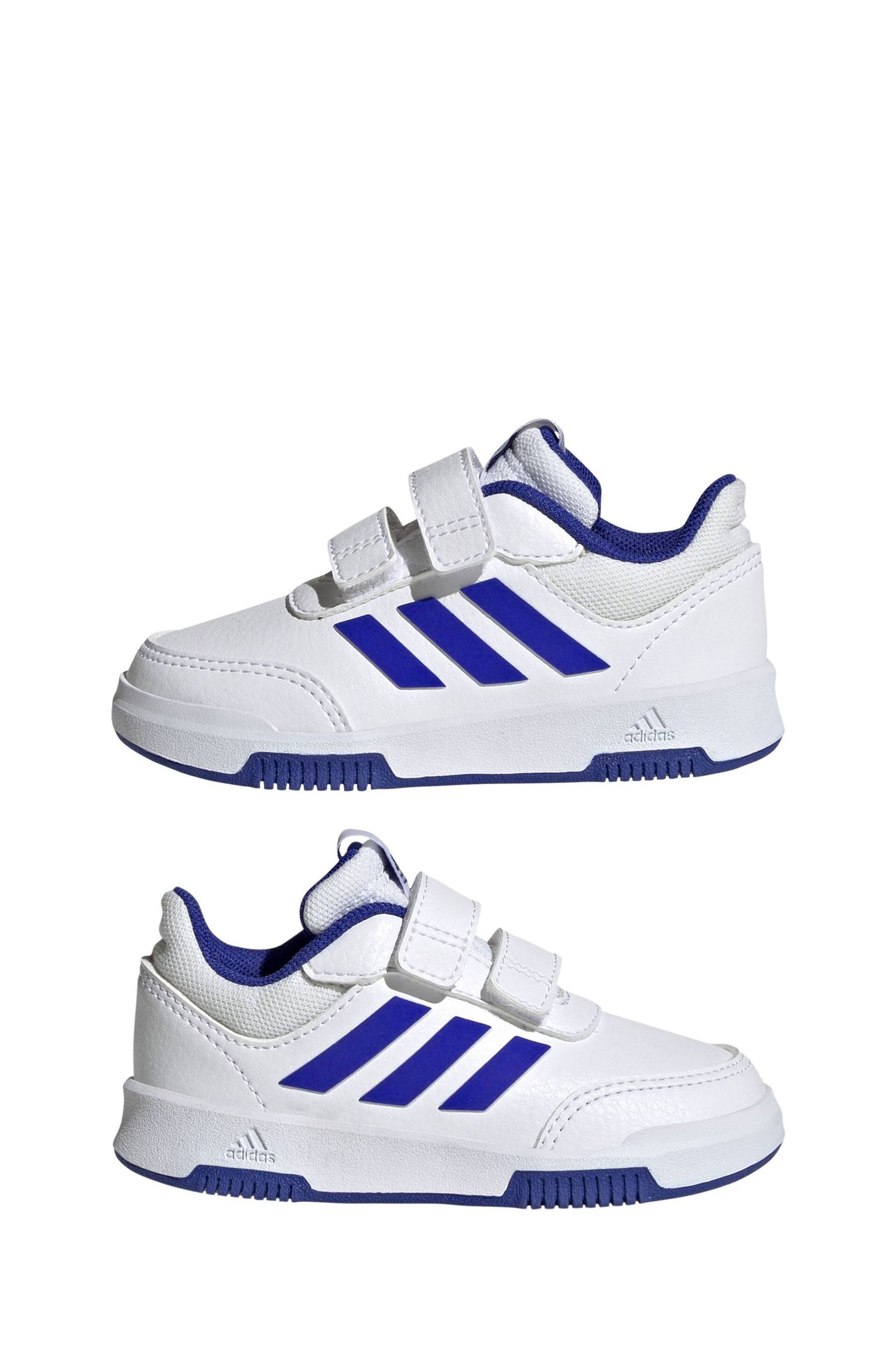 adidas White/Blue Tensaur Hook and Loop Shoes - Image 5 of 9