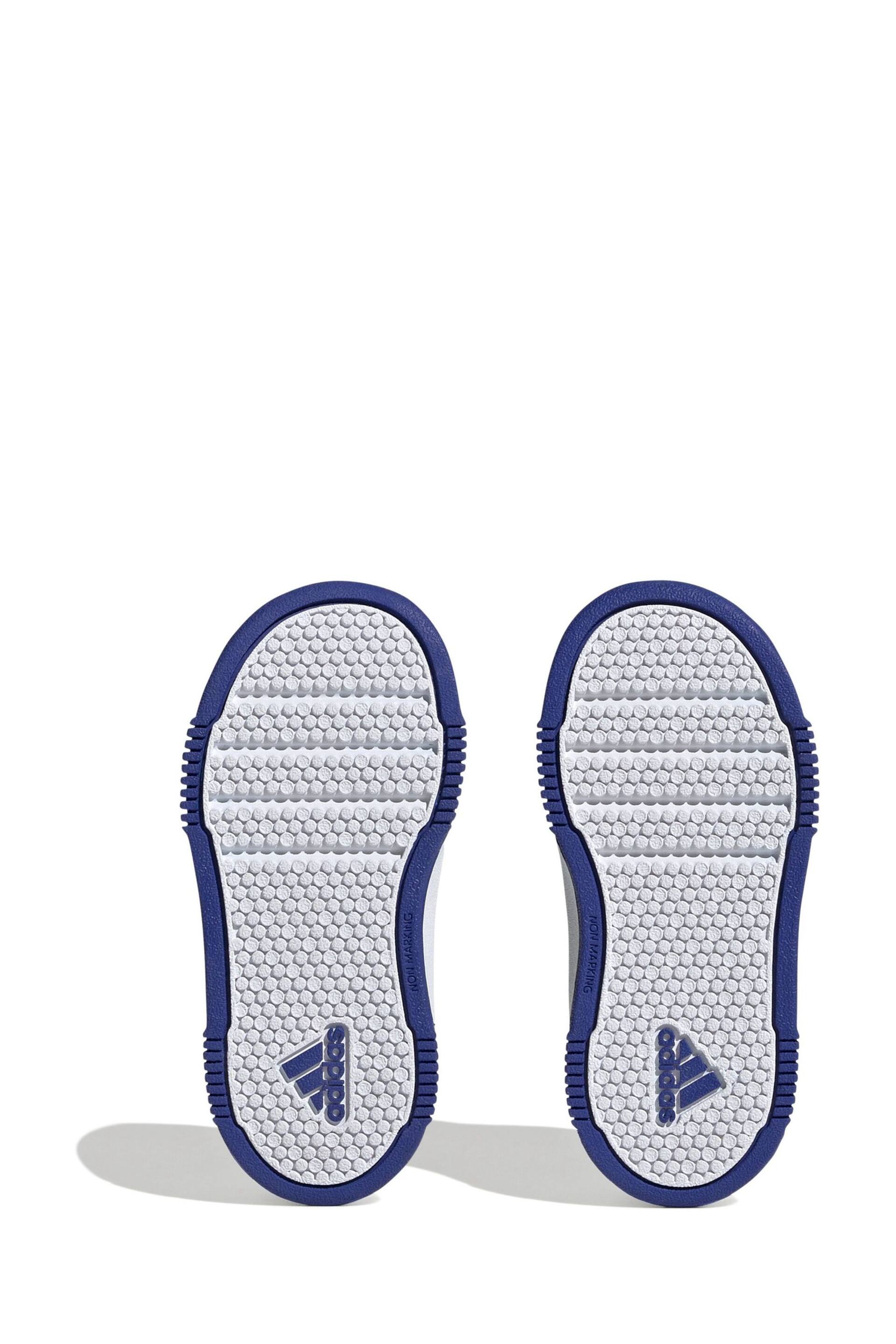 adidas White/Blue Tensaur Hook and Loop Shoes - Image 6 of 9