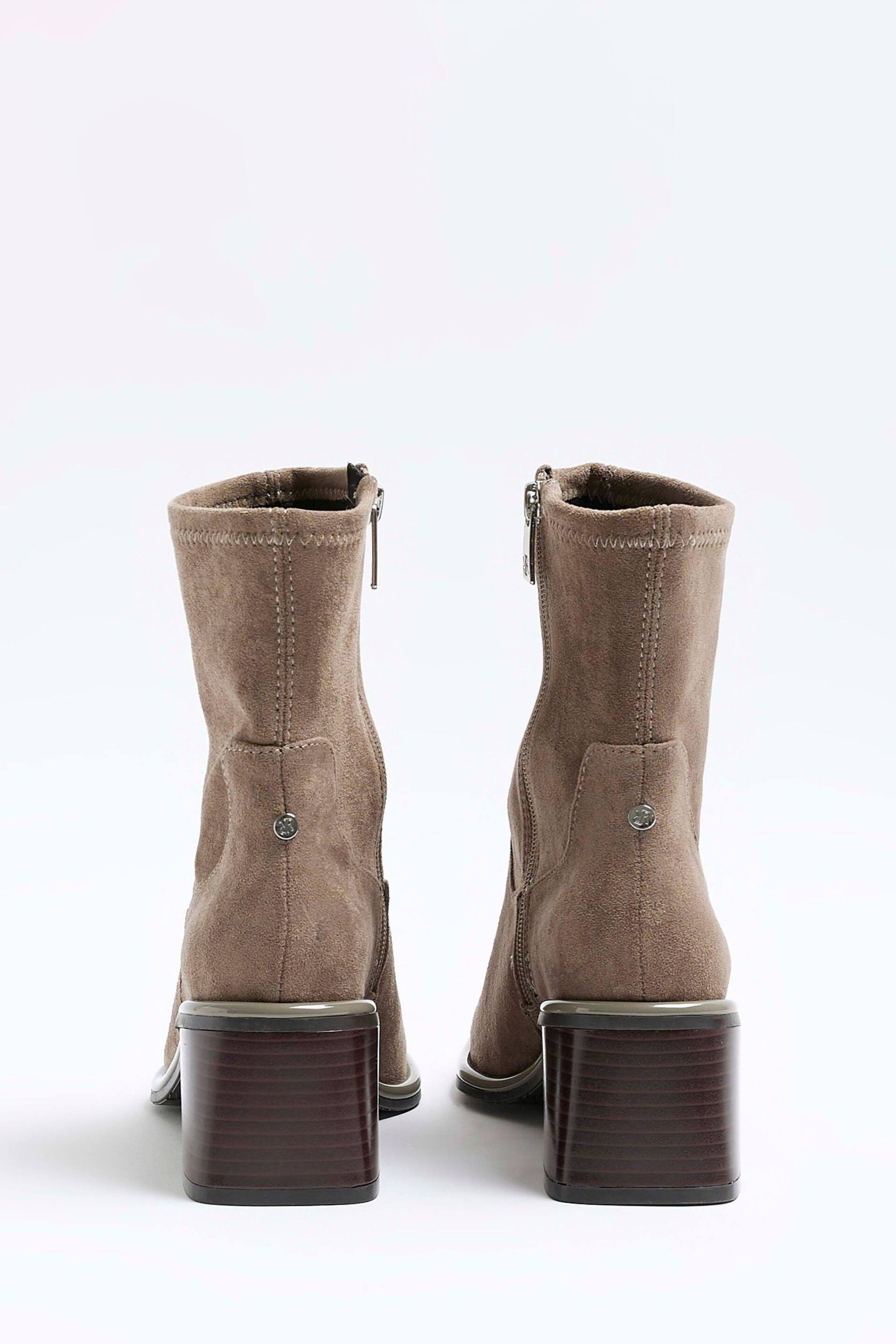 River Island Grey Wide Fit Block Heel Socks Boots - Image 3 of 4