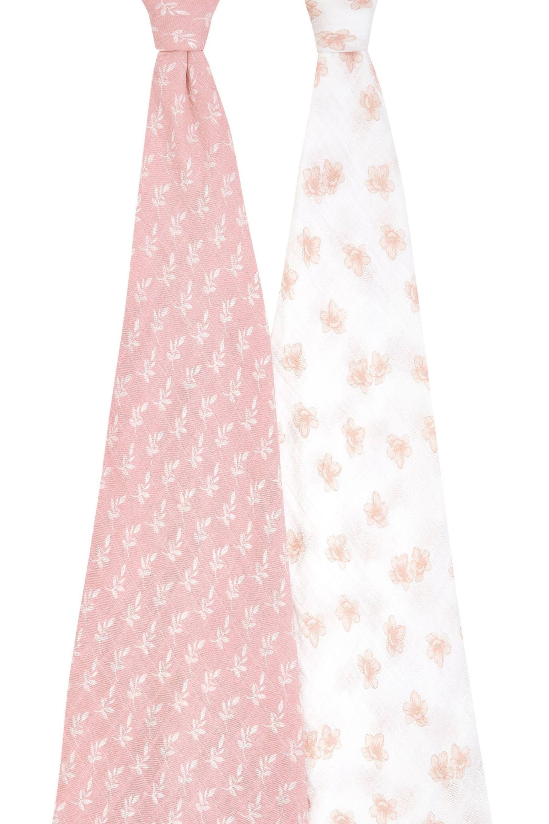 aden + anais Pink Organic Cotton Muslin Blankets 2 Pack - Image 2 of 4