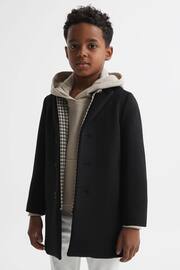 Reiss Black Gable Junior Single Breasted Epsom Overcoat - Image 1 of 7