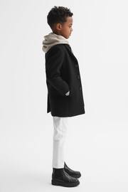 Reiss Black Gable Junior Single Breasted Epsom Overcoat - Image 3 of 7