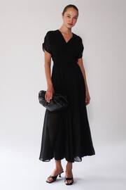 Religion Black Wrap Maxi Dress with Full Skirt In Soft Georgette - Image 1 of 7