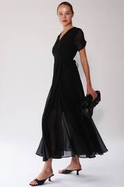 Religion Black Wrap Maxi Dress with Full Skirt In Soft Georgette - Image 6 of 7