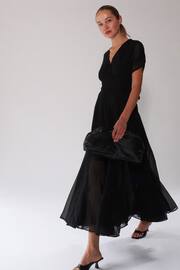 Religion Black Wrap Maxi Dress with Full Skirt In Soft Georgette - Image 7 of 7