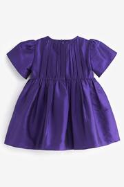 Purple Pleat Detail Short Sleeve Taffeta Dress (3mths-10yrs) - Image 7 of 8