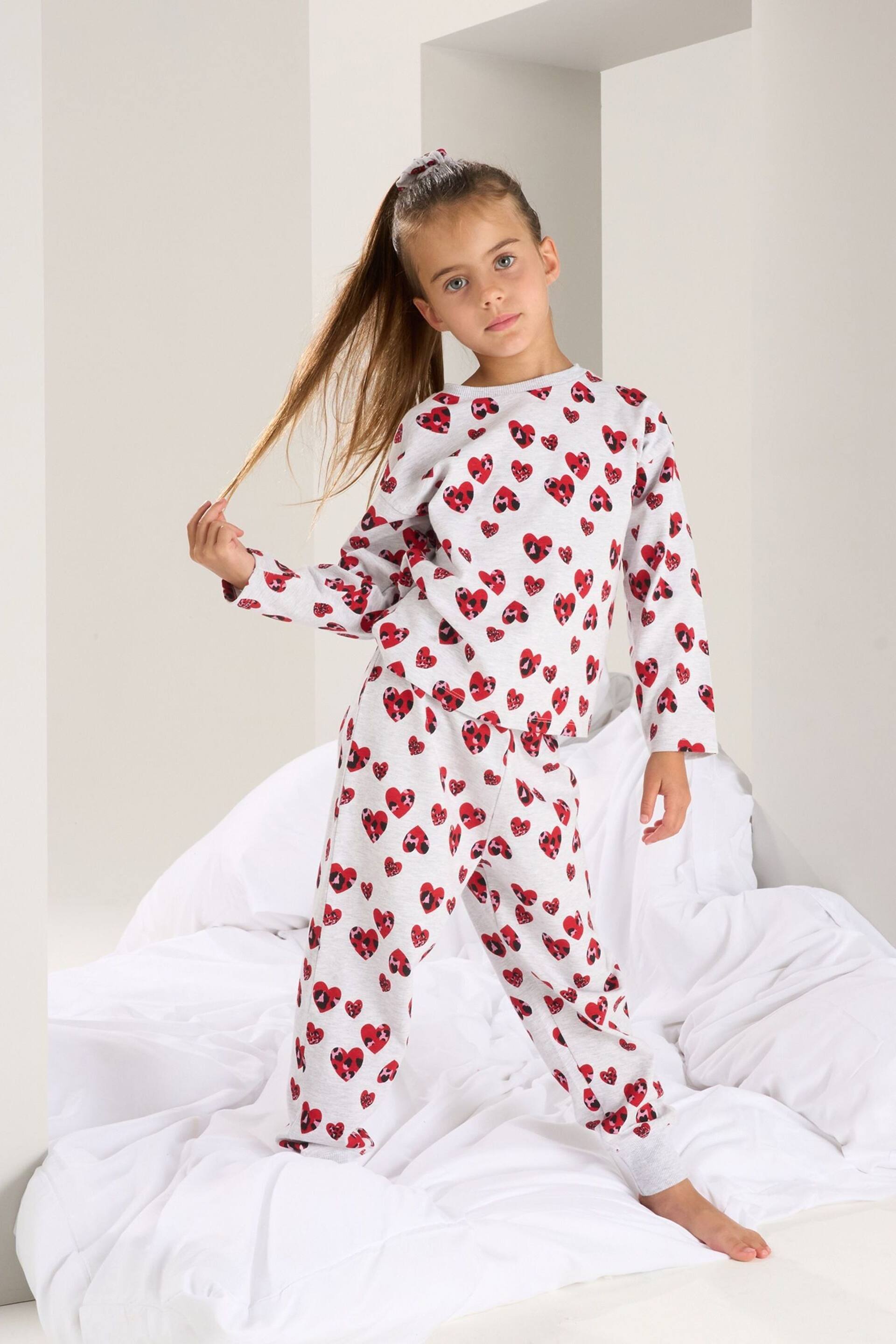 Angel & Rocket Grey Stella Heart Leopard Pyjamas - Image 1 of 5