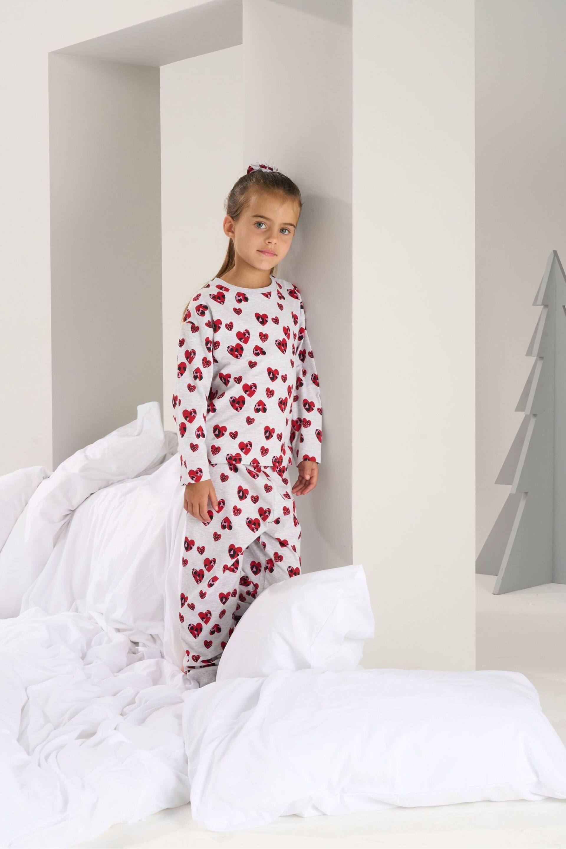 Angel & Rocket Grey Stella Heart Leopard Pyjamas - Image 2 of 5