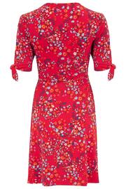 Pour Moi Red Multi Floral Bella Fuller Bust Slinky Stretch Tie Sleeve Mini Dress - Image 5 of 5