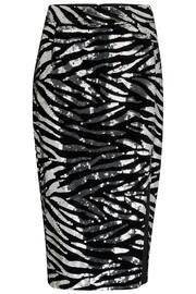 Pour Moi Black Zebra Selena Velvet Sequin Midi Skirt - Image 4 of 5