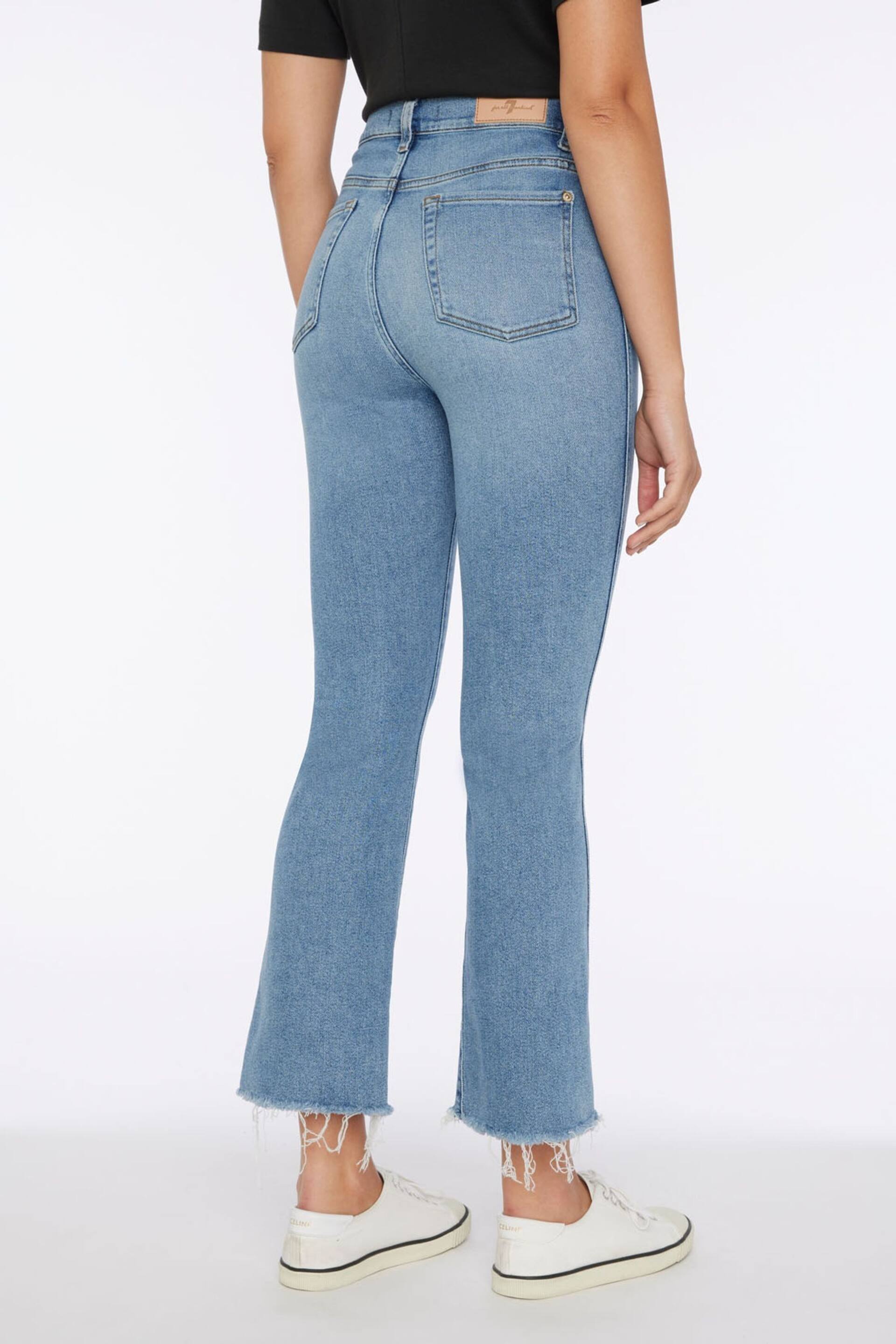 7 For All Mankind Slim Kick Flare Luxe Raw Hem Blue Jeans - Image 2 of 3