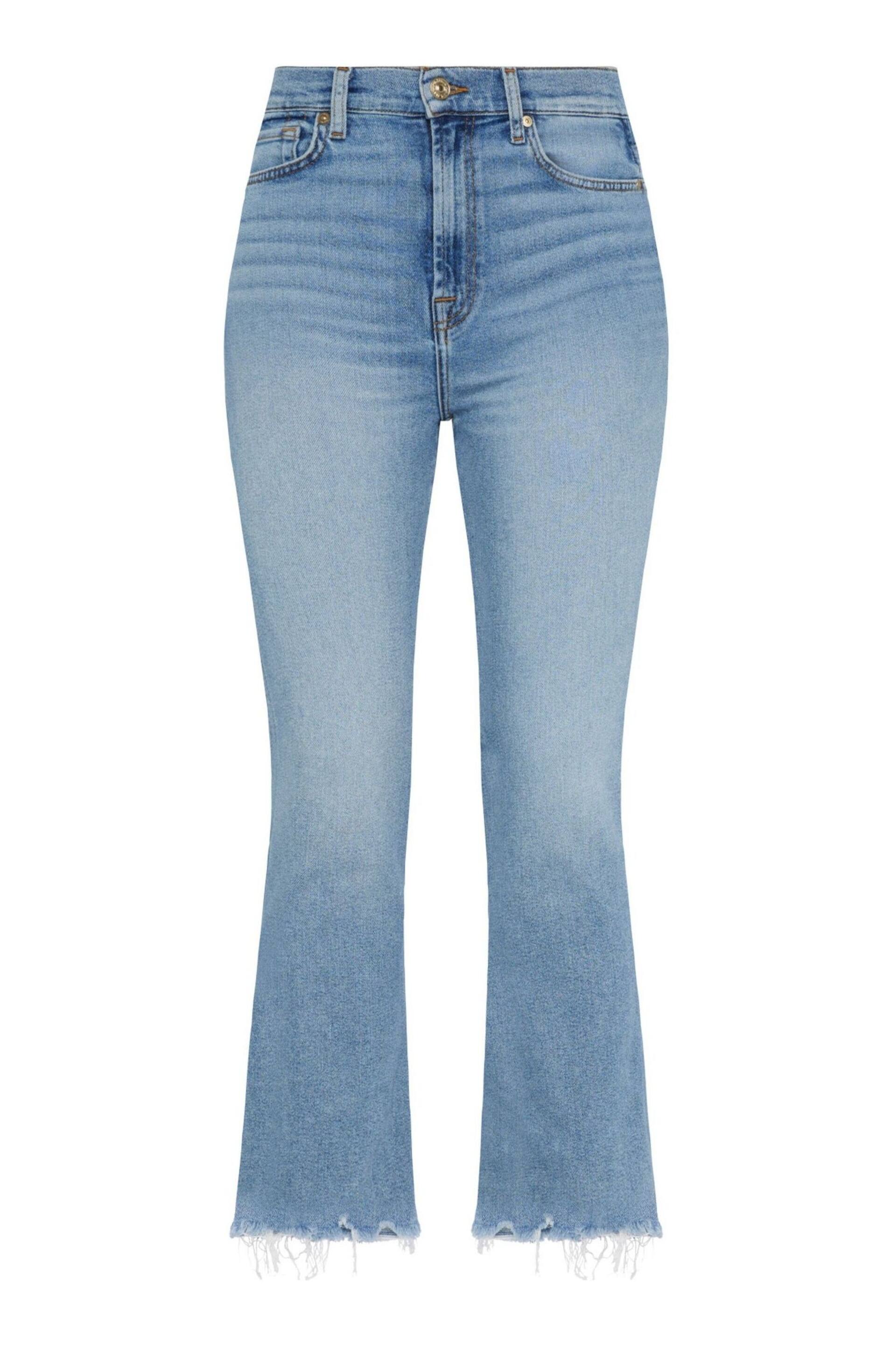 7 For All Mankind Slim Kick Flare Luxe Raw Hem Blue Jeans - Image 3 of 3