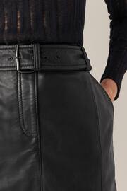 Urban Code Black Leather Front Split Midi Skirt With Removable Belt - Image 4 of 7