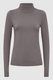 Reiss Taupe Piper Fitted Roll Neck T-Shirt - Image 2 of 5