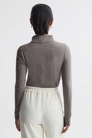 Reiss Taupe Piper Fitted Roll Neck T-Shirt - Image 5 of 5