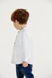 White Grandad Collar Linen Mix Shirt (3mths-7yrs) - Image 4 of 7