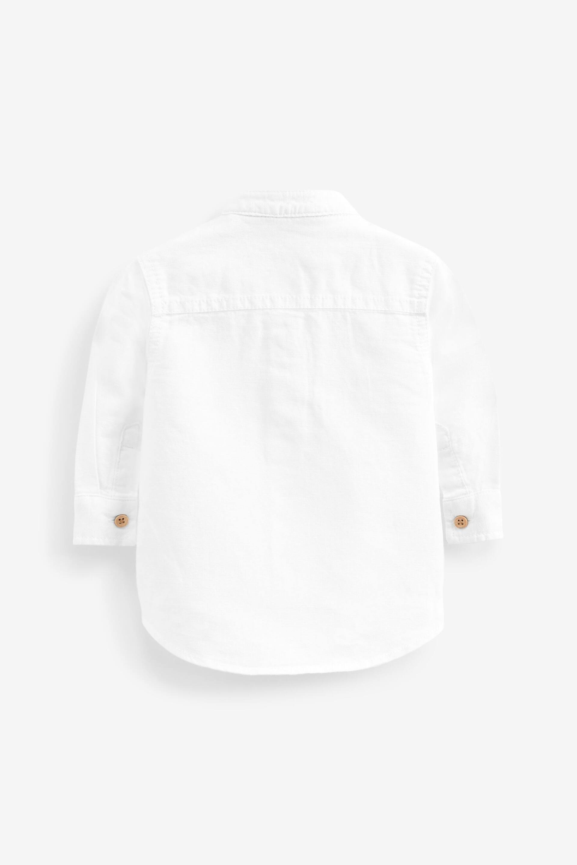White Grandad Collar Linen Mix Shirt (3mths-7yrs) - Image 7 of 7