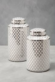 Fifty Five South White/Silver Large Ceramic Jar - Image 2 of 4