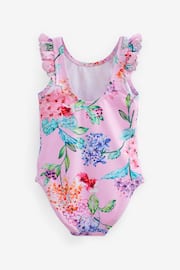 Pale Pink Floral Frill Sleeved Swimsuit (3mths-12yrs) - Image 5 of 5